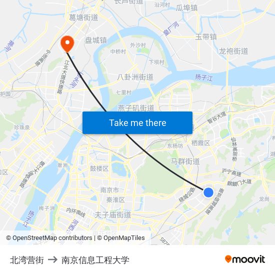 北湾营街 to 南京信息工程大学 map