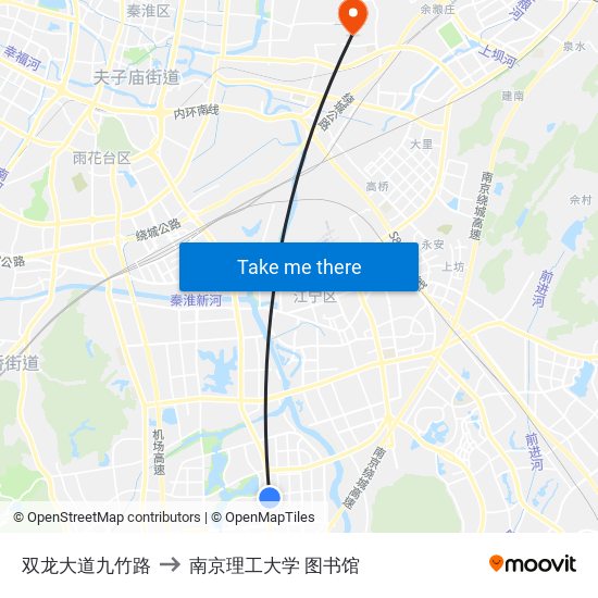 双龙大道九竹路 to 南京理工大学 图书馆 map