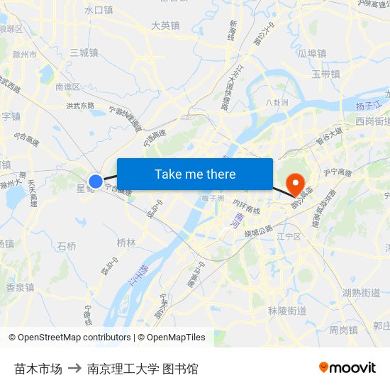 苗木市场 to 南京理工大学 图书馆 map