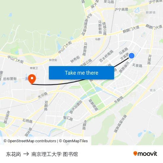 东花岗 to 南京理工大学 图书馆 map