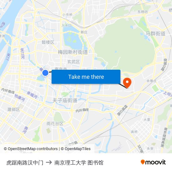 虎踞南路汉中门 to 南京理工大学 图书馆 map