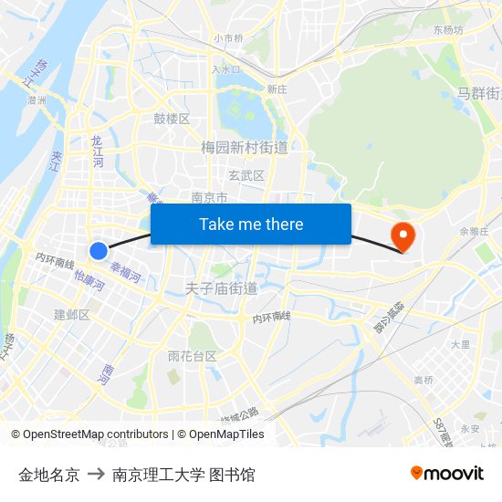 金地名京 to 南京理工大学 图书馆 map