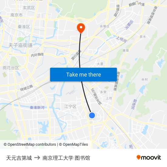 天元吉第城 to 南京理工大学 图书馆 map