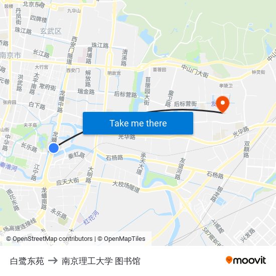 白鹭东苑 to 南京理工大学 图书馆 map