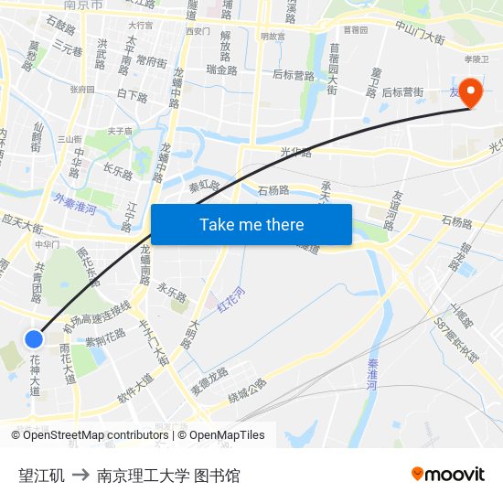 望江矶 to 南京理工大学 图书馆 map