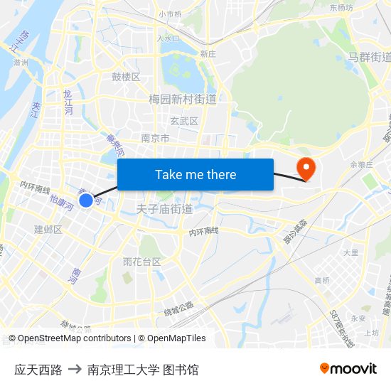 应天西路 to 南京理工大学 图书馆 map