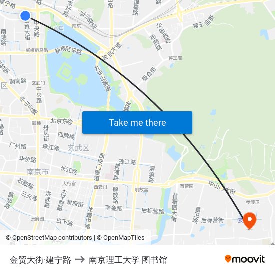 金贸大街·建宁路 to 南京理工大学 图书馆 map