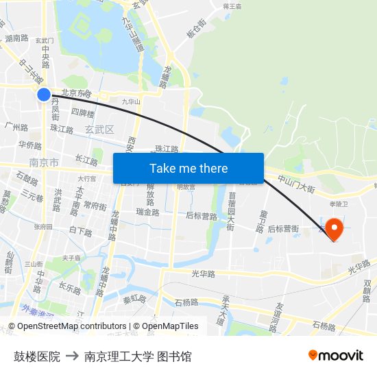 鼓楼医院 to 南京理工大学 图书馆 map