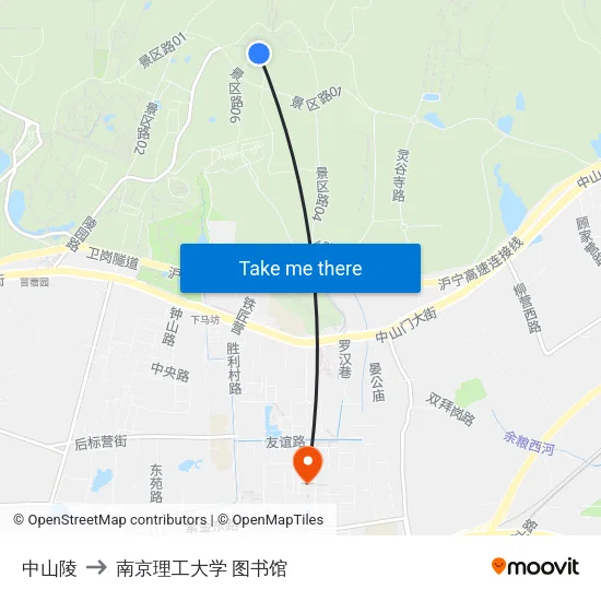 中山陵 to 南京理工大学 图书馆 map