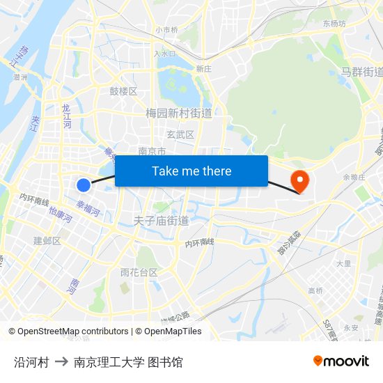 沿河村 to 南京理工大学 图书馆 map