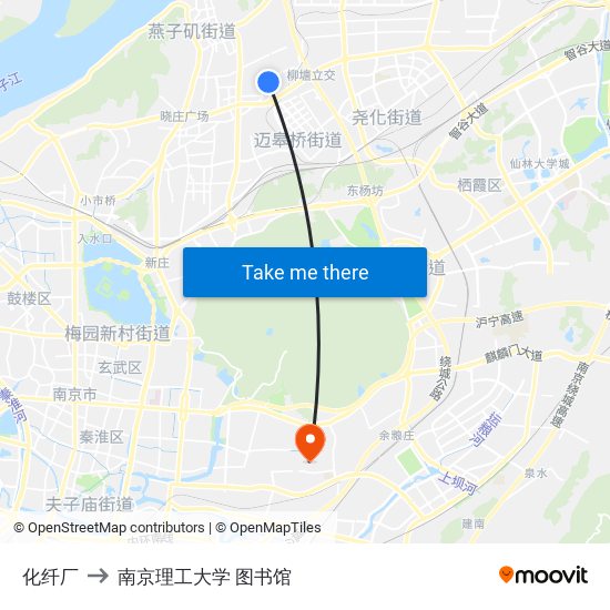 化纤厂 to 南京理工大学 图书馆 map