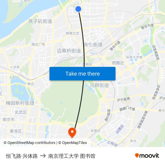 恒飞路·兴体路 to 南京理工大学 图书馆 map