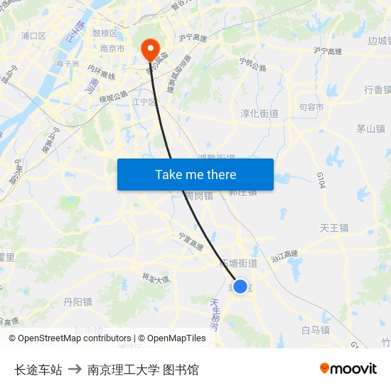 长途车站 to 南京理工大学 图书馆 map