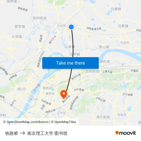 铁路桥 to 南京理工大学 图书馆 map