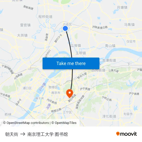 朝天街 to 南京理工大学 图书馆 map