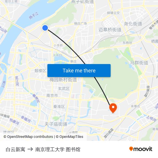 白云新寓 to 南京理工大学 图书馆 map