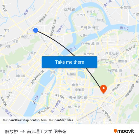 解放桥 to 南京理工大学 图书馆 map