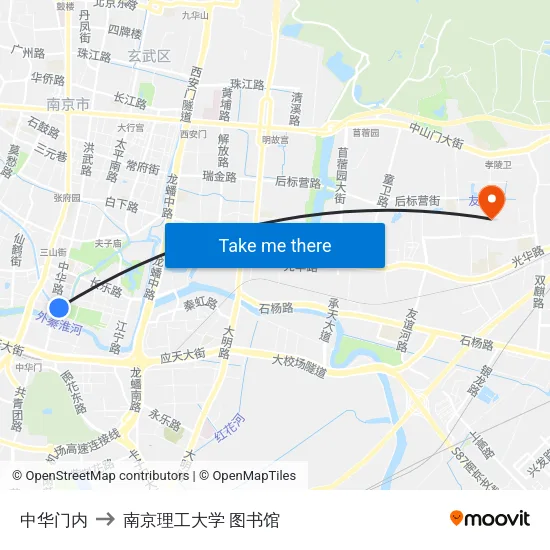 中华门内 to 南京理工大学 图书馆 map