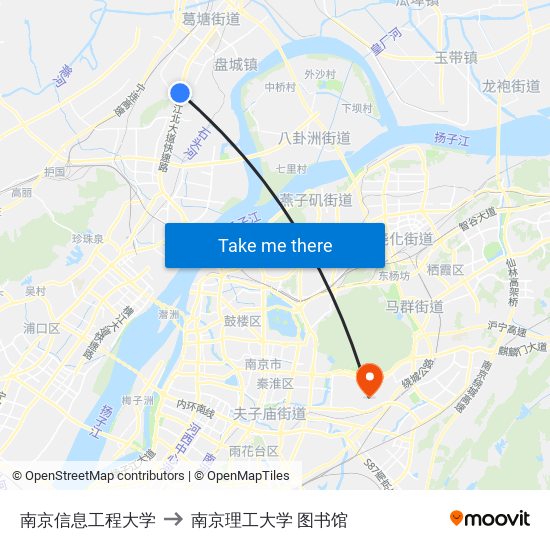 南京信息工程大学 to 南京理工大学 图书馆 map