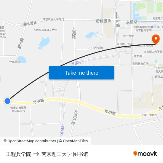 工程兵学院 to 南京理工大学 图书馆 map