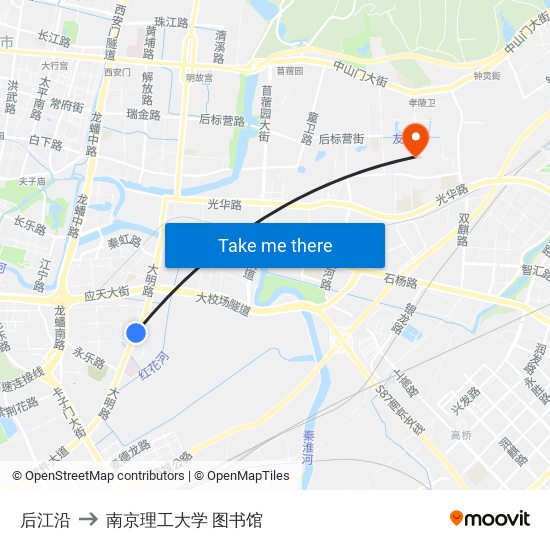 后江沿 to 南京理工大学 图书馆 map