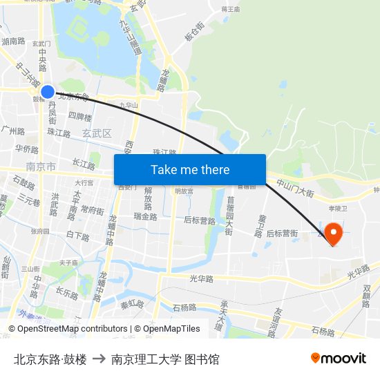 北京东路·鼓楼 to 南京理工大学 图书馆 map