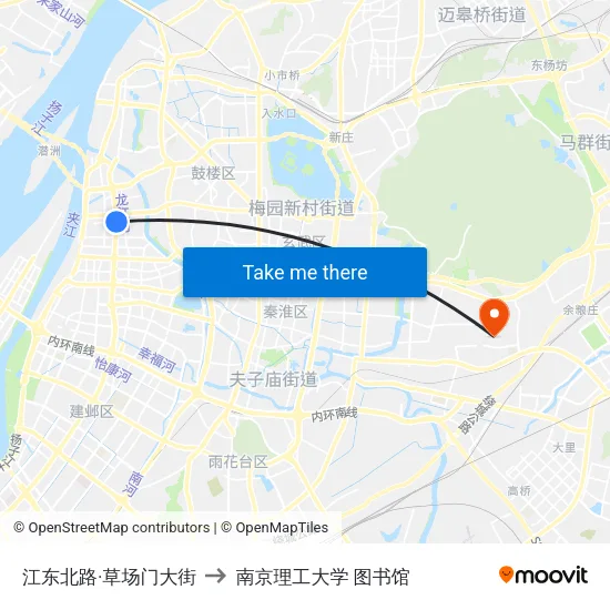 江东北路·草场门大街 to 南京理工大学 图书馆 map