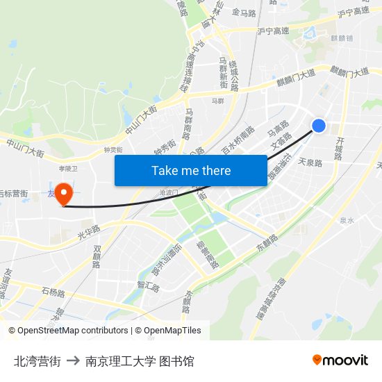 北湾营街 to 南京理工大学 图书馆 map