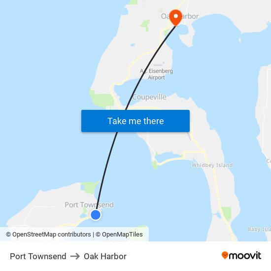 Port Townsend to Oak Harbor map