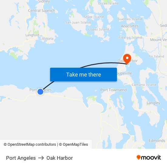 Port Angeles to Oak Harbor map