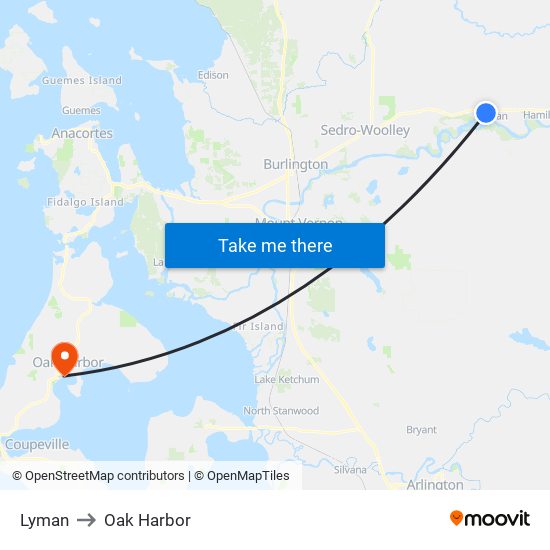 Lyman to Oak Harbor map