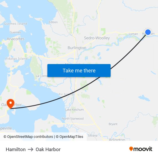 Hamilton to Oak Harbor map