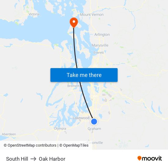 South Hill to Oak Harbor map