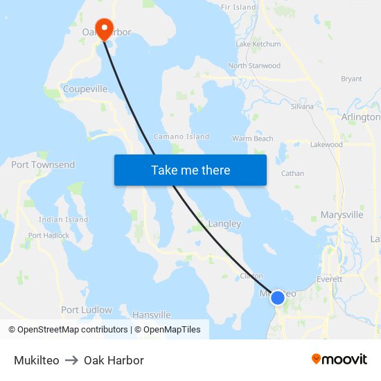 Mukilteo to Oak Harbor map