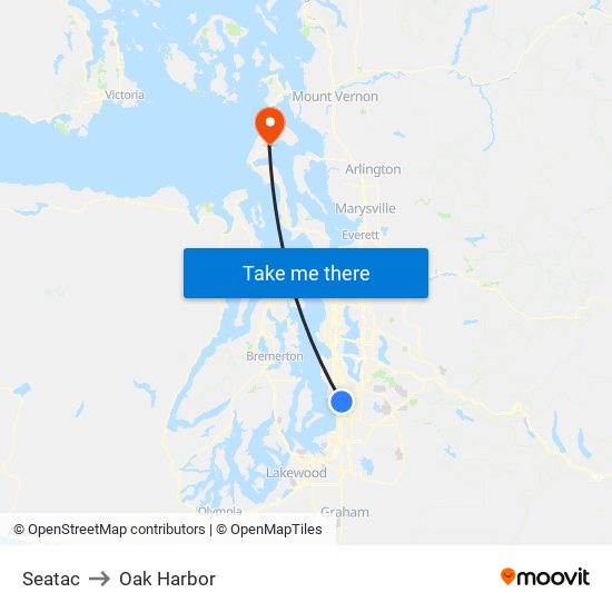 Seatac to Oak Harbor map