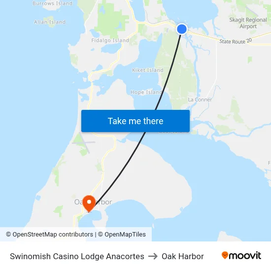 Swinomish Casino Lodge Anacortes to Oak Harbor map