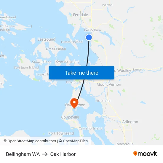 Bellingham WA to Oak Harbor map