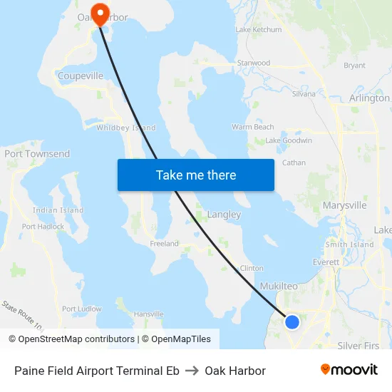 Paine Field Airport Terminal Eb to Oak Harbor map