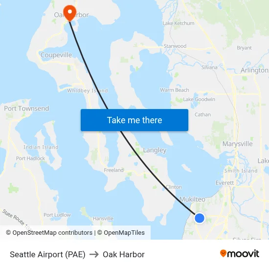 Seattle Airport (PAE) to Oak Harbor map