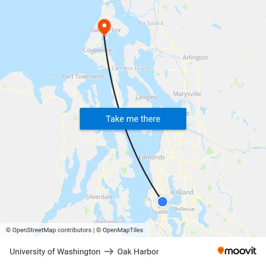 University of Washington to Oak Harbor map