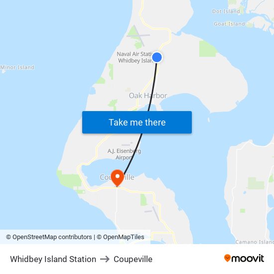 Whidbey Island Station to Coupeville map