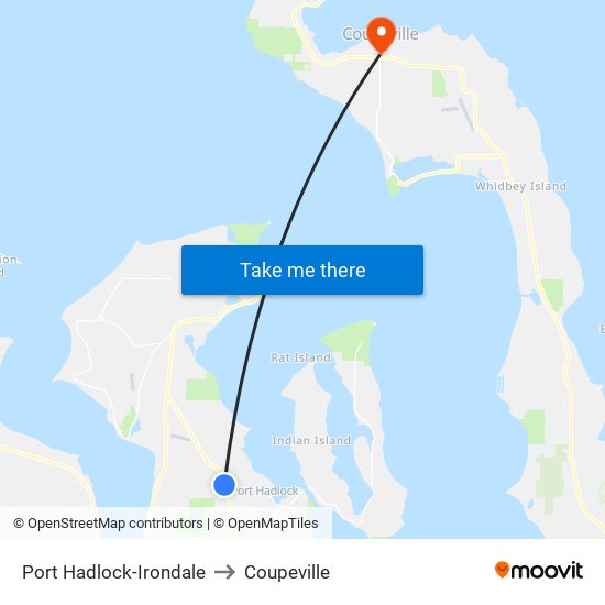Port Hadlock-Irondale to Coupeville map