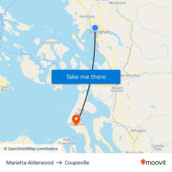 Marietta-Alderwood to Coupeville map