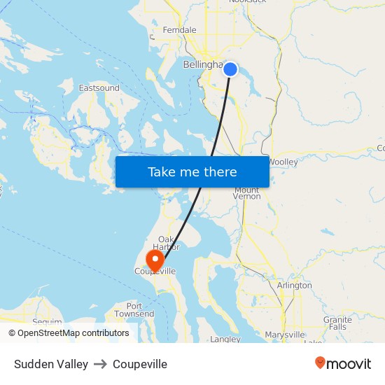 Sudden Valley to Coupeville map