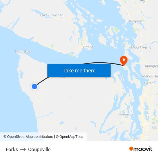 Forks to Coupeville map