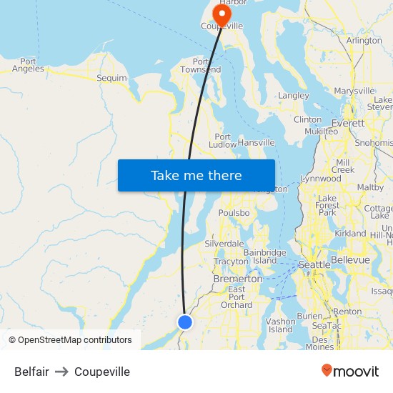 Belfair to Coupeville map