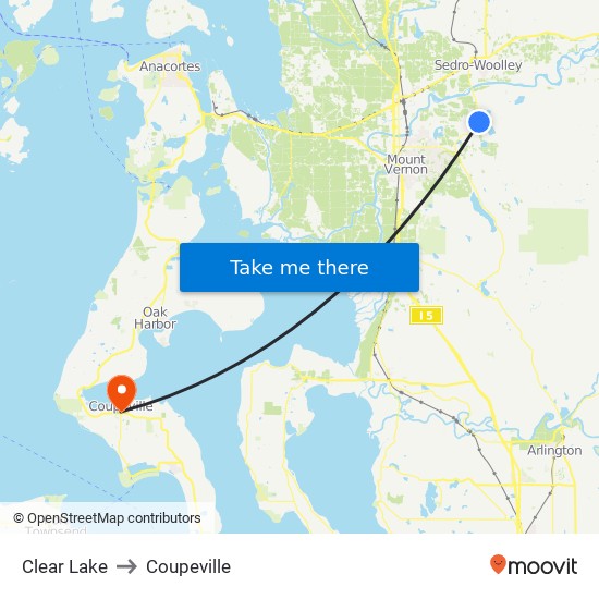 Clear Lake to Coupeville map