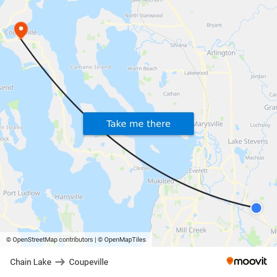 Chain Lake to Coupeville map