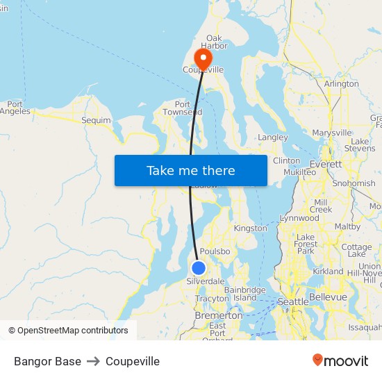 Bangor Base to Coupeville map