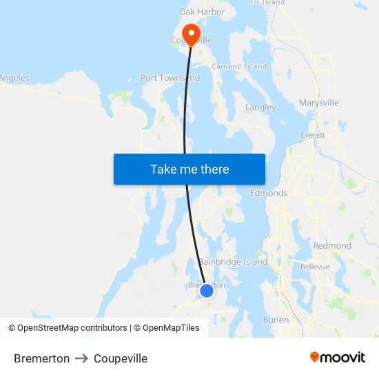 Bremerton to Coupeville map